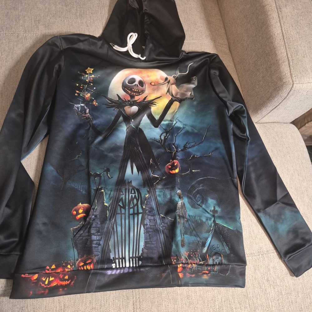 Nightmare Before Christmas Jack Skellington All Over Print Hoodie Black